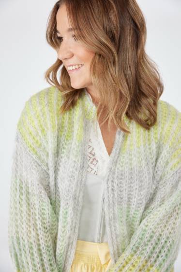 Lieblingsstück Strickjacke mit Stehkragen und Streifen Heißer Verkauf