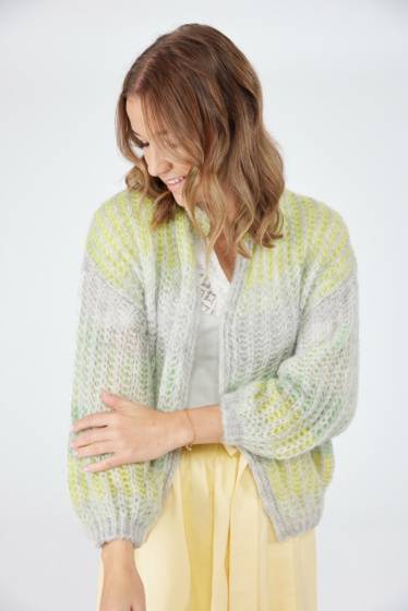 Lieblingsstück Strickjacke mit Stehkragen und Streifen Heißer Verkauf
