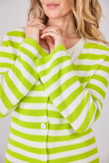 Lieblingsstück V-Ausschnitt Jacke mit Streifen Lime Große Rabatte