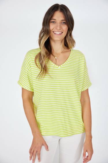 Lieblingsstück Halbarm T-Shirt mit Streifen Lime Neuheiten