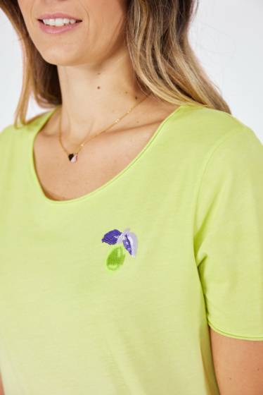 Lieblingsstück Kurzarm T-Shirt mit kleinem Zitronenmotiv Saisonale Angebote