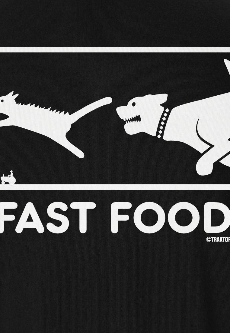 Logoshirt Fast Food - Hund Jagt Katze - T-Shirt Print Speichern exportieren
