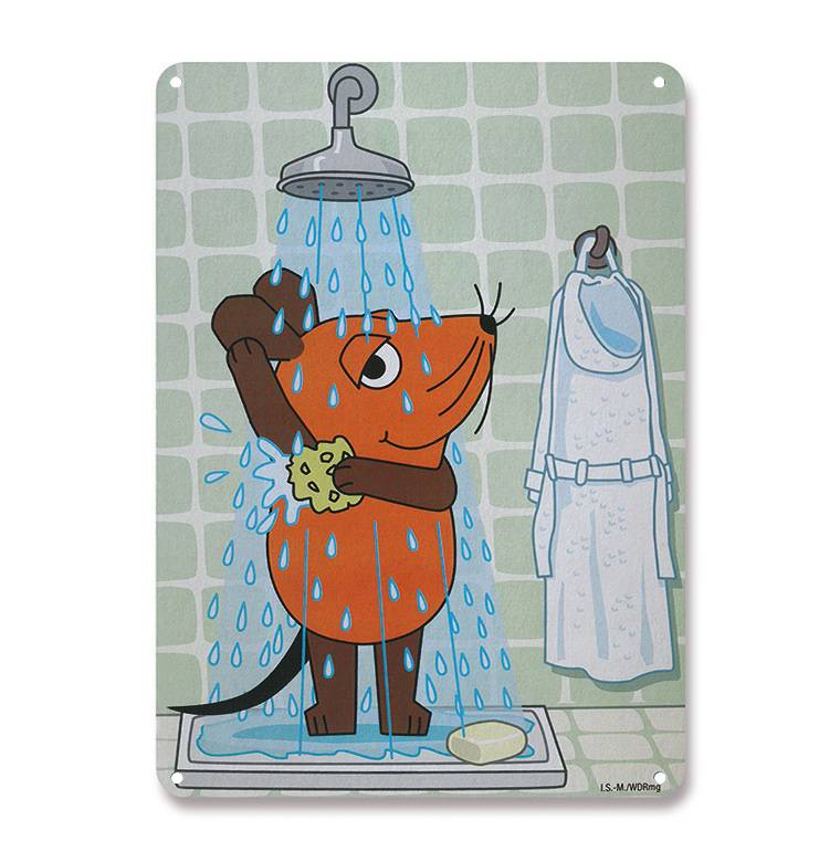 Logoshirt Die Sendung mit der Maus - Die Maus - Dusche - Blechschild A5