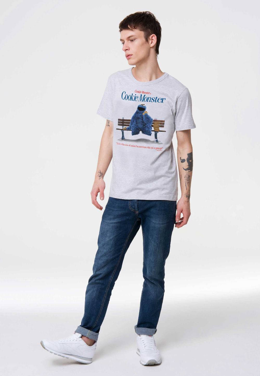 Logoshirt Sesamstrasse - Krümelmonster - Cookie Monster - Box Of Cookies - T-Shirt Print - Herren Muttertagsangebot
