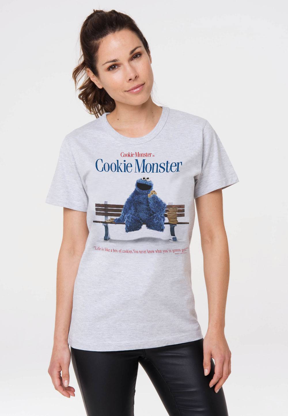 Logoshirt Sesamstrasse - Krümelmonster - Cookie Monster - Box Of Cookies - T-Shirt Print - Damen Heißer Verkauf