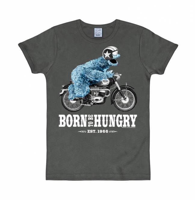 Logoshirt Sesamstrasse - Krümelmonster - Motorrad - Born To Be Hungry - T-Shirt Print - Herren Bis zu 50% Rabatt
