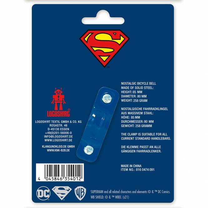 Logoshirt Superman - Logo - DC Comics - Fahrradklingel Retro - groß - Ø 80 mm - blau Super Rabatt