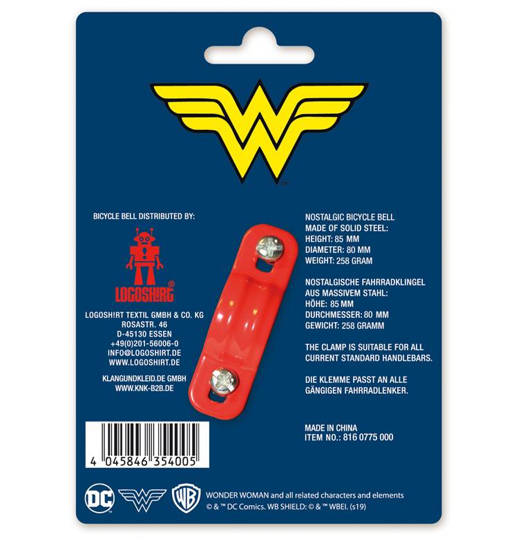 Logoshirt Wonder Woman - Logo - DC Comics - Fahrradklingel Retro - groß - Ø 80 mm - rot Riesige Rabatte