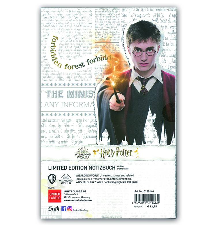 Logoshirt Harry Potter - Hogwarts Logo - Hardcover Notizbuch A5 - mit Gummiband - Gepunktet - Limited Edition Osterangebot