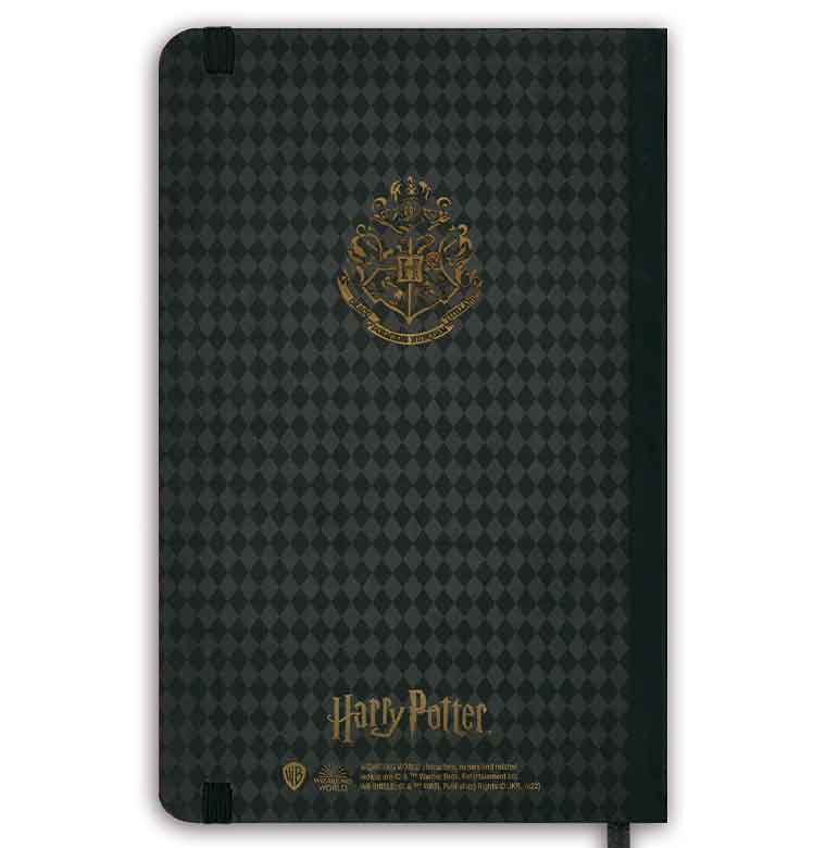 Logoshirt Harry Potter - Hogwarts Logo Gold - Hardcover Notizbuch A5 - mit Gummiband - Liniert Zeitlich begrenztes Angebot