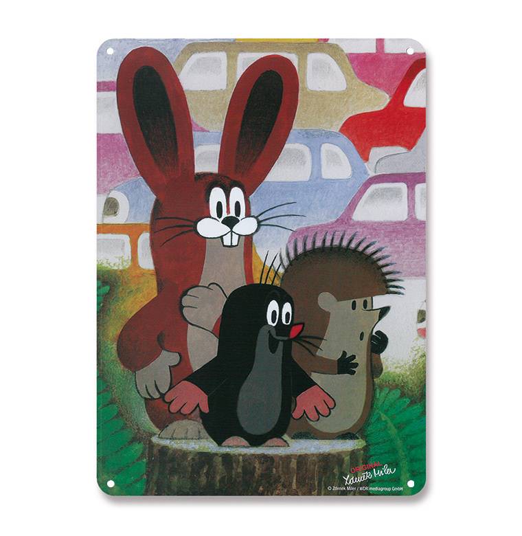 Logoshirt Der kleine Maulwurf - Freunde - Hase und Igel - Blechschild A5