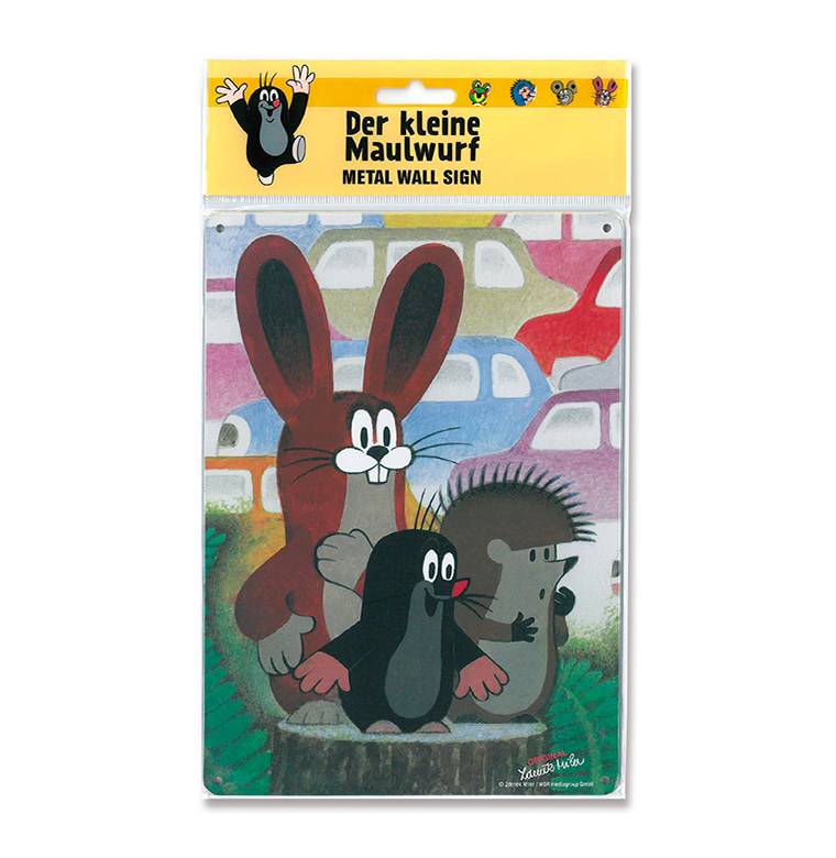 Logoshirt Der kleine Maulwurf - Freunde - Hase und Igel - Blechschild A5 Räumungsverkauf