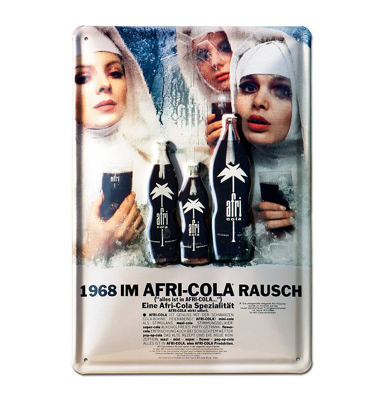 Logoshirt Afri-Cola Rausch - 1968 im Afri-Cola Rausch - Blechschild - aus robustem Stahblech - gewölbt mit Prägung - 35 x 50 cm