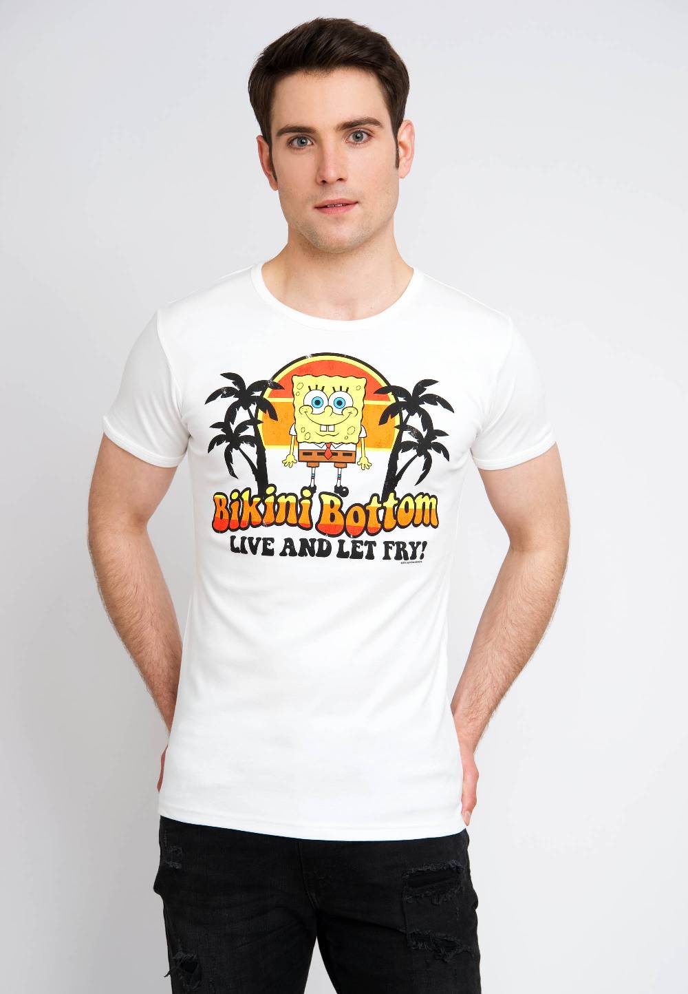Logoshirt Spongebob - Bikini Bottom - Live And Let Fry - T-Shirt Print - Herren Black Friday