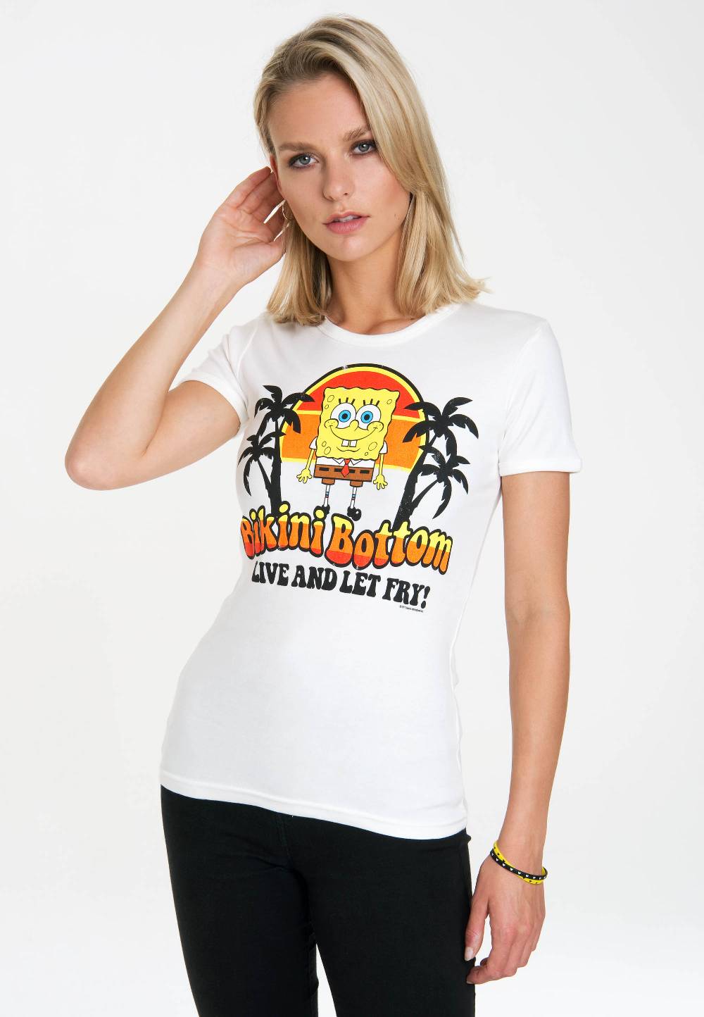 Logoshirt Spongebob - Bikini Bottom - Live And Let Fry - T-Shirt Print - Damen Begrenzt auf 3 Tage
