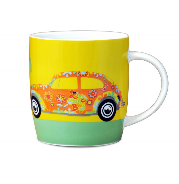 Logoshirt VW - Käfer - Blumen - Love That Bug - Kaffeetasse Auslauf