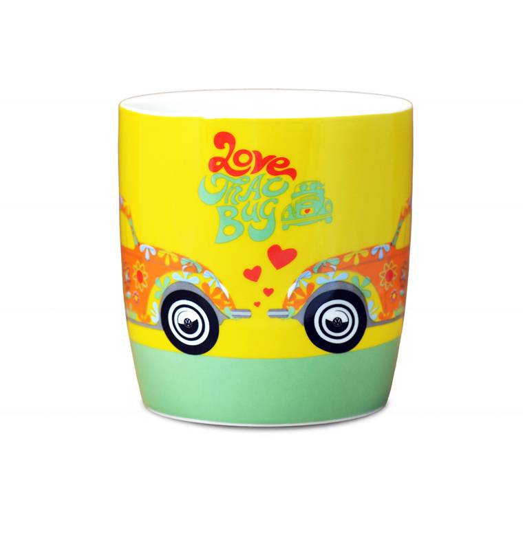 Logoshirt VW - Käfer - Blumen - Love That Bug - Kaffeetasse Auslauf