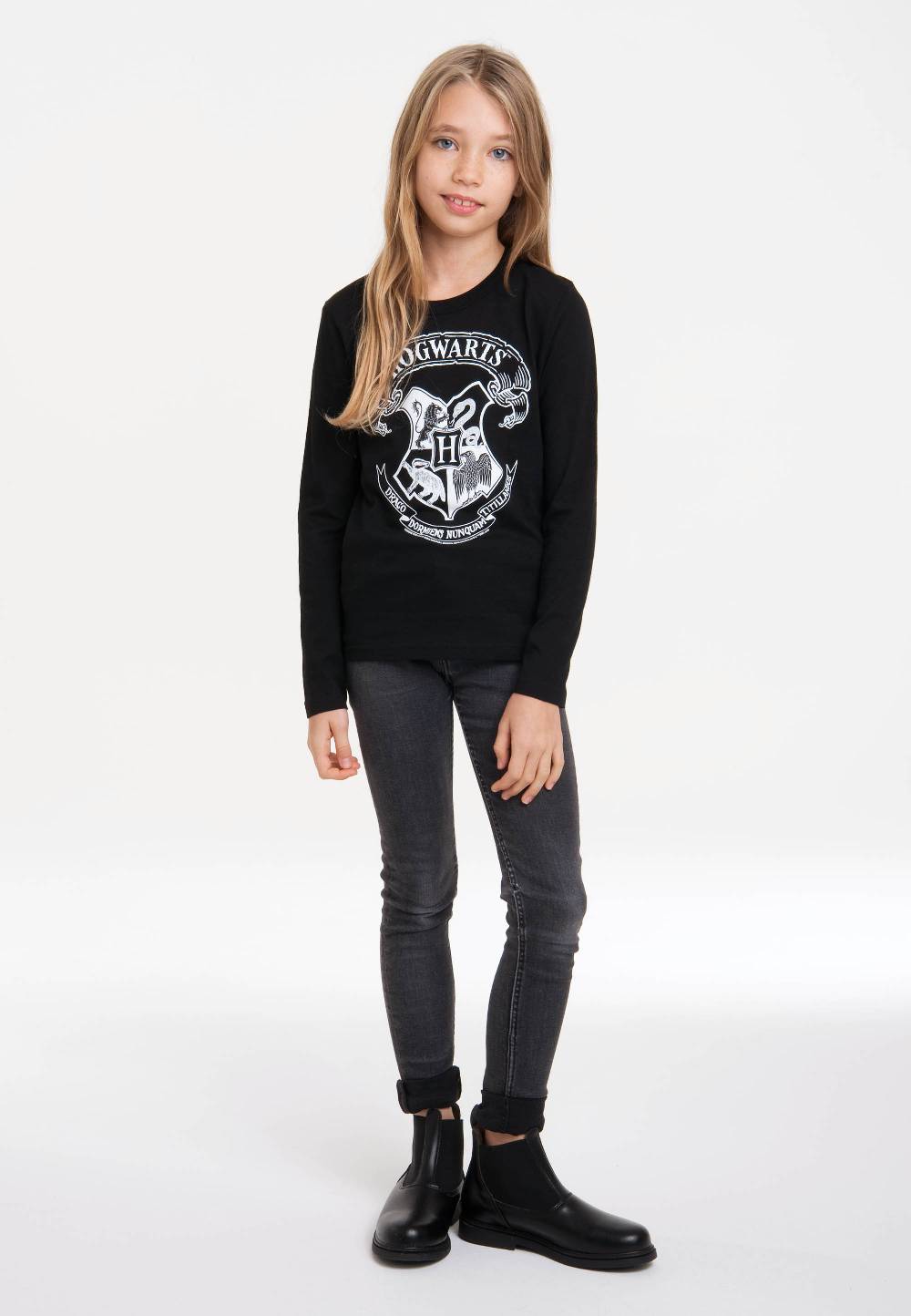 Logoshirt Harry Potter - Hogwarts Logo (Weiß) - Langarmshirt Print - Kinder Bis zu 55% Rabatt