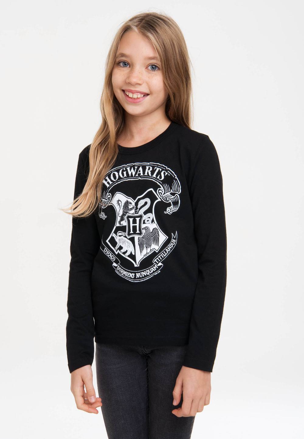 Logoshirt Harry Potter - Hogwarts Logo (Weiß) - Langarmshirt Print - Kinder Bis zu 55% Rabatt