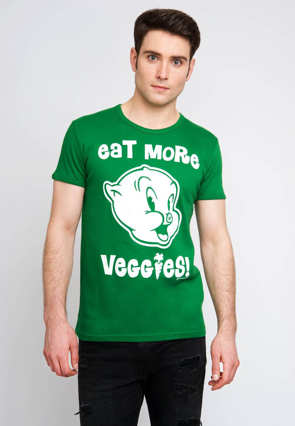 Logoshirt Looney Tunes - Schweinchen Dick - Eat More Veggies - T-Shirt Print - Herren Exklusivangebot