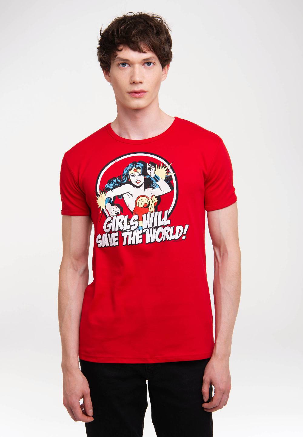 Logoshirt Wonder Woman - Girls Will Save The World - DC Comics - T-Shirt Print - Herren Black Friday