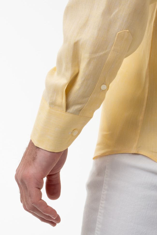 aplomb Hemd Herren Aplomb Classic Einfarbig 100% Leinen kragen Button-Down Lange Ärmel Preisnachlass