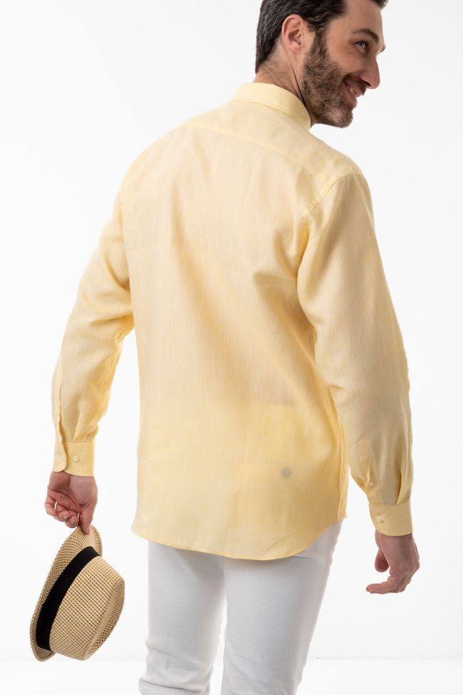 aplomb Hemd Herren Aplomb Classic Einfarbig 100% Leinen kragen Button-Down Lange Ärmel Preisnachlass