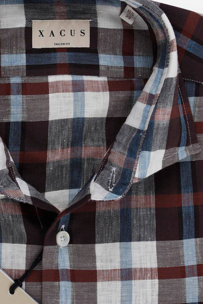 xacus Hemd Herren Xacus Regular Karo 53% linen 47% tencel kragen Französisch Lange Ärmel Räumungsverkauf