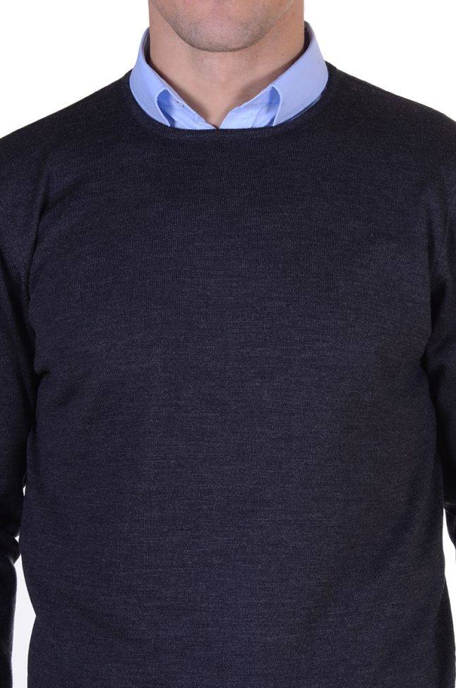 ragman Strickwaren Herren Ragman Rundhalsausschnitt Classic Einfarbig 100% Merinowolle Extrafine Sonderangebot der Fabrik