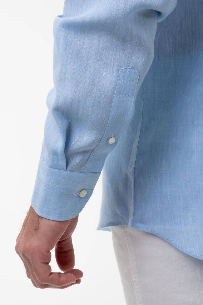 aplomb Hemd Herren Aplomb Classic Einfarbig 100% Leinen kragen Button-Down Lange Ärmel Blitzverkäufe