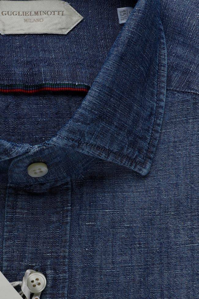 guglielminotti Hemd Herren Guglielminotti Regular Einfarbig 56% linen 44% cotton kragen Französisch Lange Ärmel Fabrikpreis
