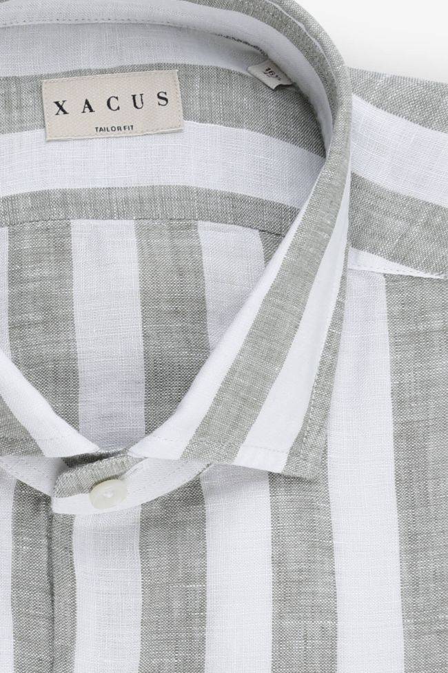 xacus Hemd Herren Xacus Regular Streifen 100% Leinen kragen Französisch Lange Ärmel Versandkostenfrei