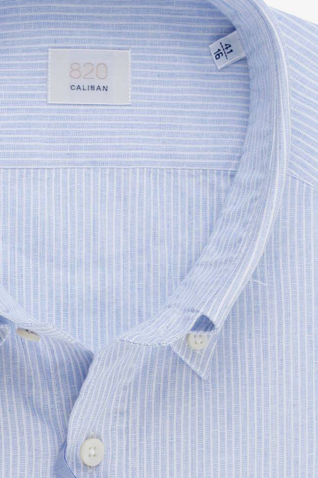 caliban Hemd Herren Caliban Regular Streifen 70% Baumwolle 30% Leinen kragen Button-Down Lange Ärmel Begrenztes Angebot