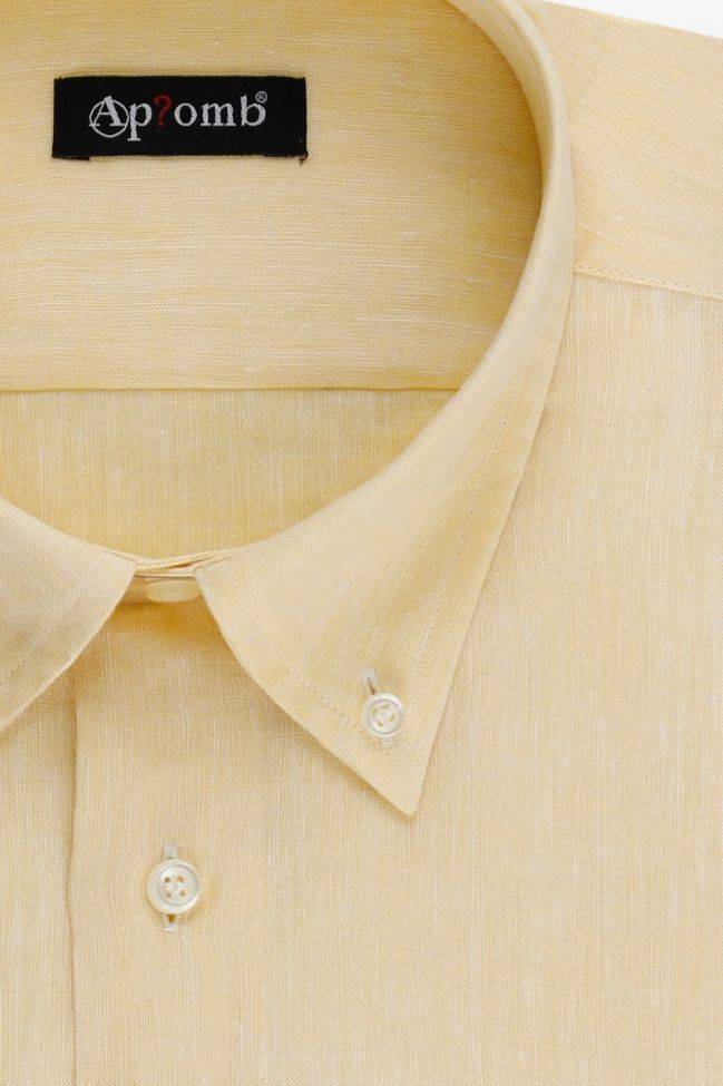 aplomb Hemd Herren Aplomb Classic Einfarbig 100% Leinen kragen Button-Down Kurze Ärmel Sonderangebote