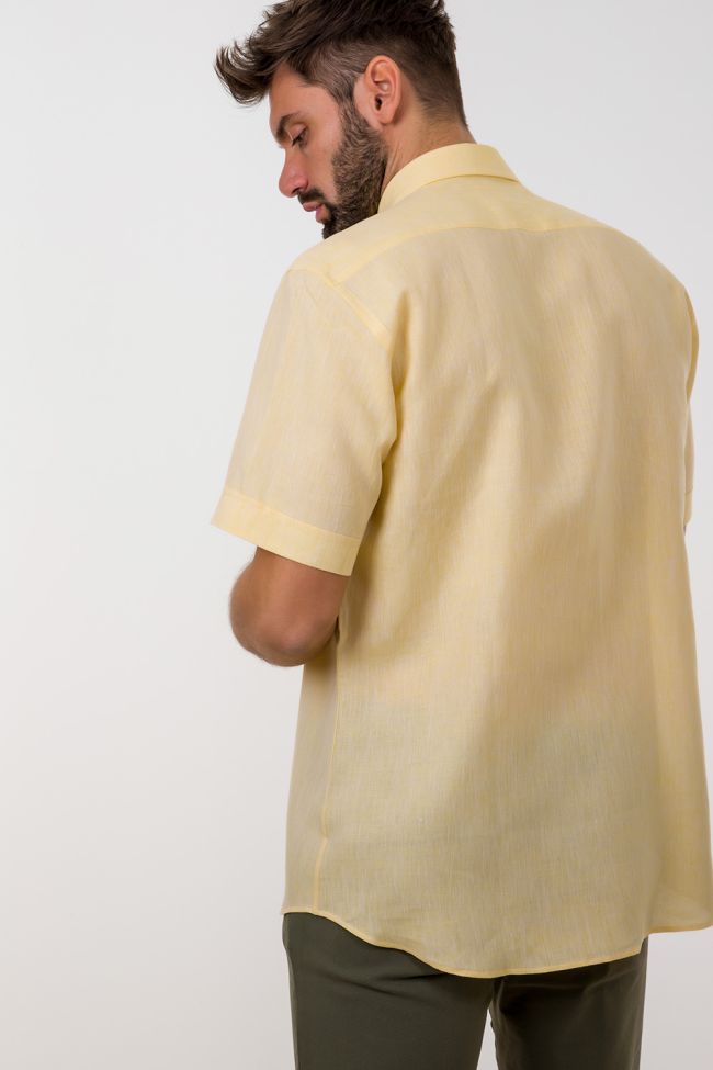 aplomb Hemd Herren Aplomb Classic Einfarbig 100% Leinen kragen Button-Down Kurze Ärmel Sonderangebote