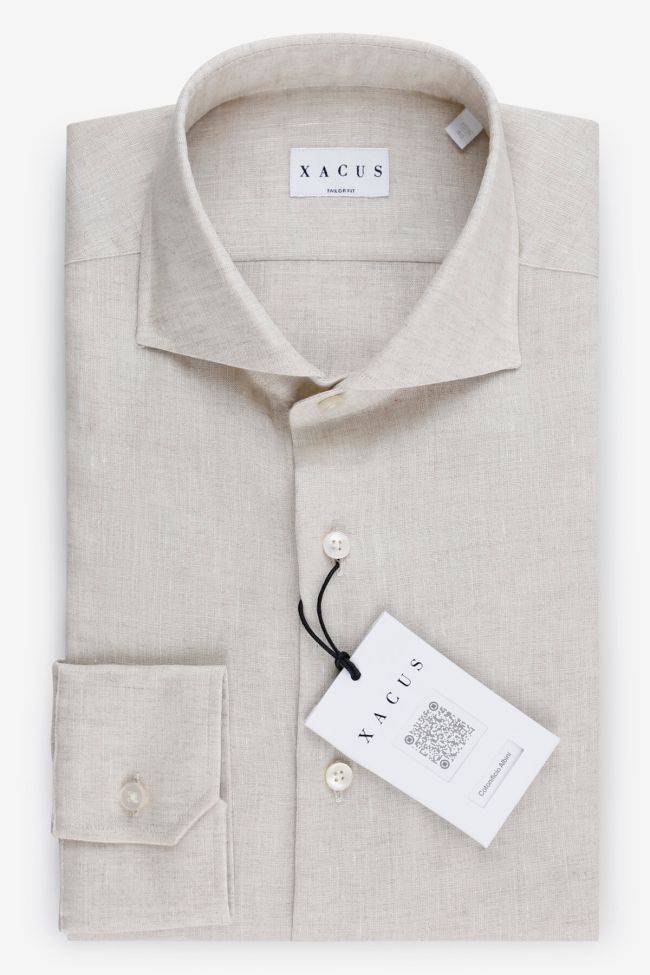 xacus Hemd Herren Xacus Regular Einfarbig 100% Leinen kragen Französisch Lange Ärmel Super Sparpreis
