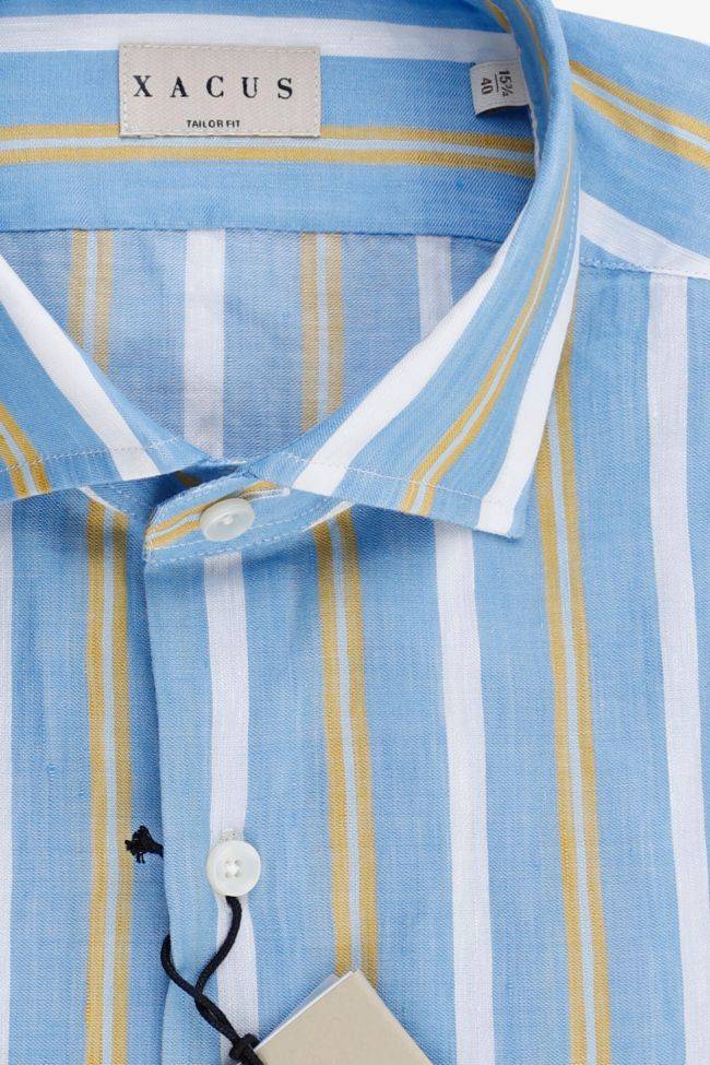 xacus Hemd Herren Xacus Regular Streifen 60% Leinen 40% Baumwolle kragen Französisch Lange Ärmel Begrenzte Freigabe