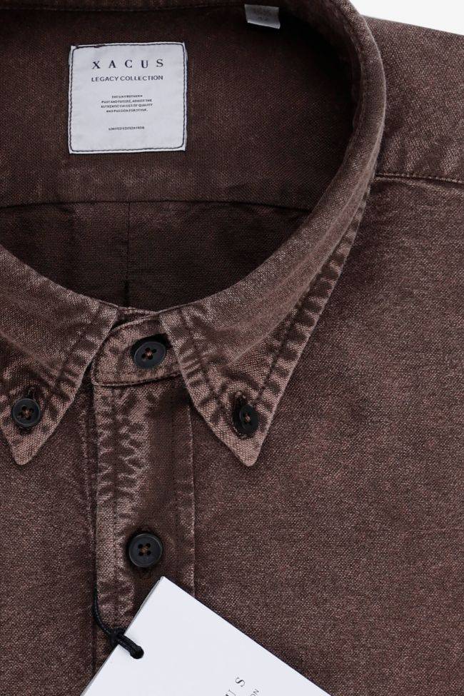 xacus Hemd Herren Xacus Regular Einfarbig 100% Baumwolle Denim Jeans kragen Button-Down Lange Ärmel Saisonschlussverkauf