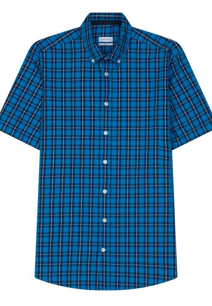 seidensticker Hemd Herren Seidensticker Regular Bügelfreie Karo kragen Button-Down Kurze Ärmel Blitzangebot