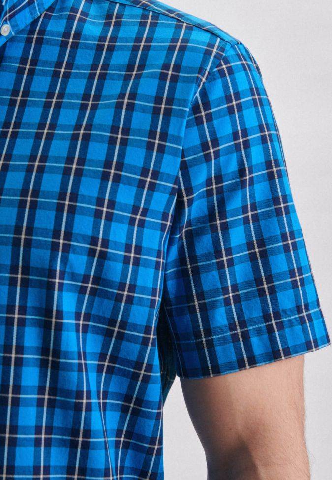 seidensticker Hemd Herren Seidensticker Regular Bügelfreie Karo kragen Button-Down Kurze Ärmel Blitzangebot