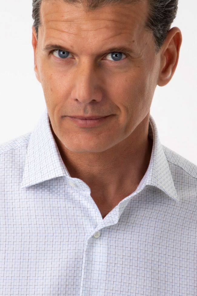 ingram Hemd Herren Ingram Slim Halb Unifarben 100% Baumwolle kragen Italienisch Lange Ärmel im Angebot