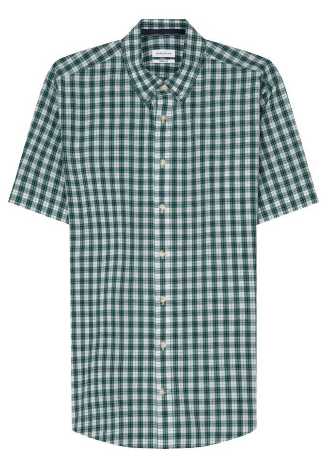 seidensticker Hemd Herren Seidensticker Regular Bügelfreie Karo kragen Button-Down Kurze Ärmel Muttertagsangebot