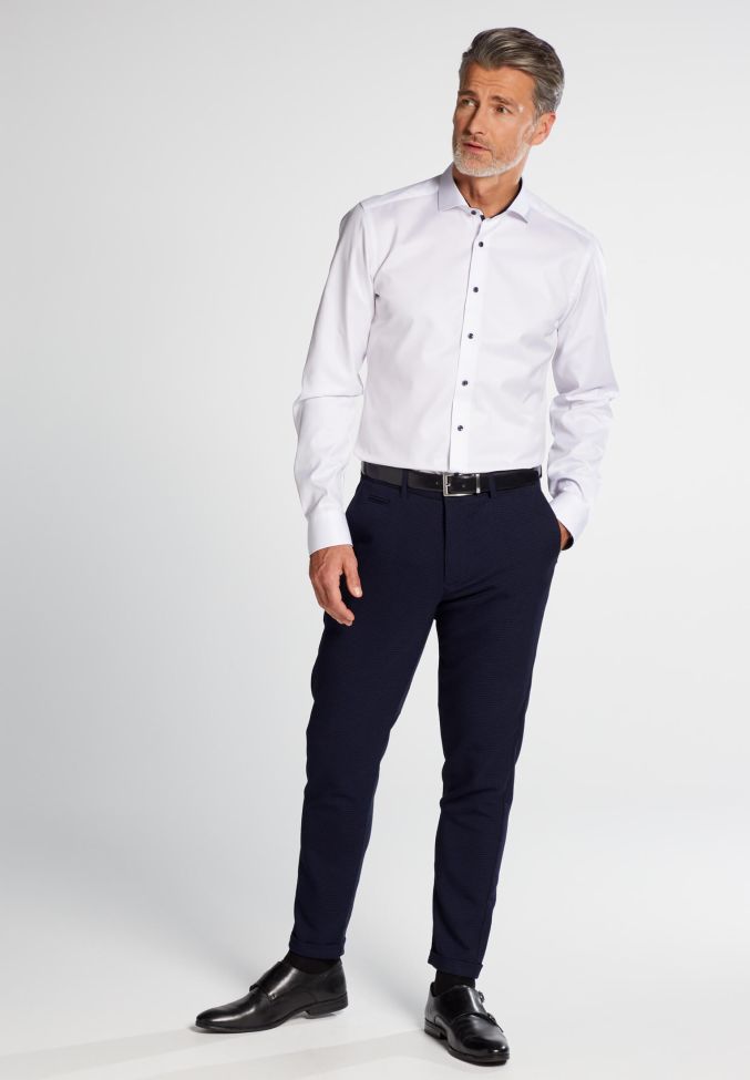 eterna Hemd Herren Eterna Slim Bügelfreie kragen Französisch Lange Ärmel Top Angebot