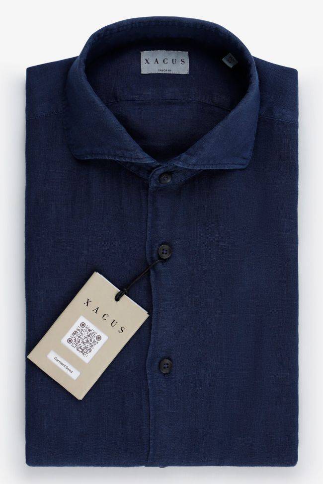xacus Hemd Herren Xacus Regular Einfarbig 100% Leinen kragen Französisch Lange Ärmel Vatertagsangebot