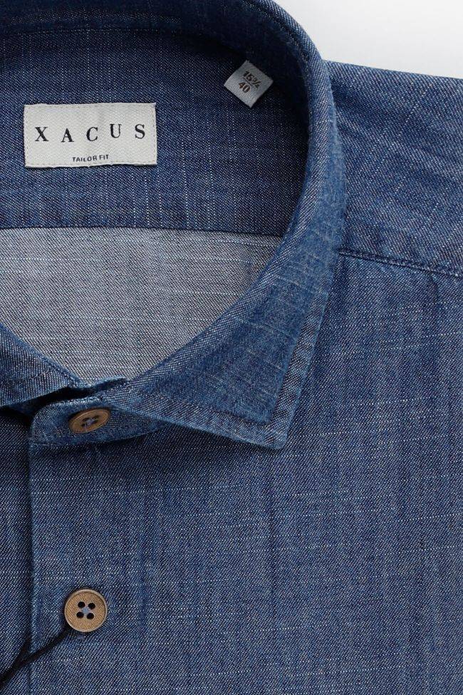 xacus Hemd Herren Xacus Regular Einfarbig 100% Baumwolle Denim Jeans kragen Französisch Lange Ärmel VIP-Rabatte