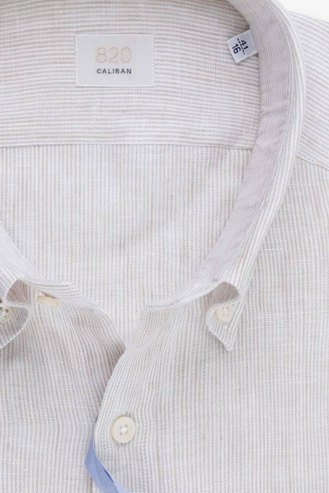 caliban Hemd Herren Caliban Regular Streifen 100% Leinen kragen Button-Down Lange Ärmel JETZT KAUFEN