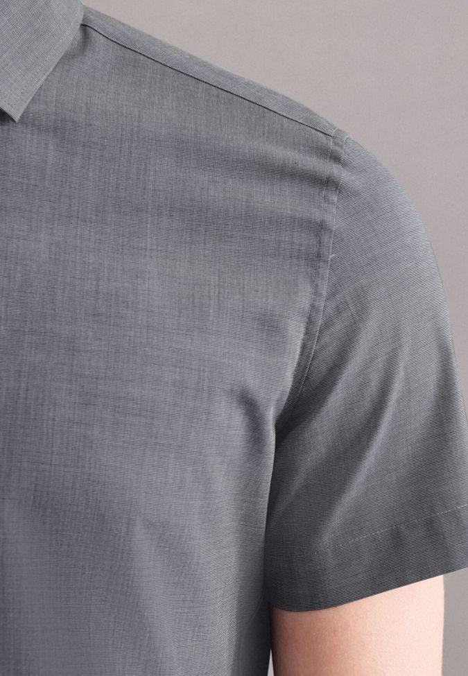seidensticker Hemd Herren Seidensticker Slim Bügelfreie Einfarbig kragen Italienisch Kurze Ärmel Vierteljährliche Förderung
