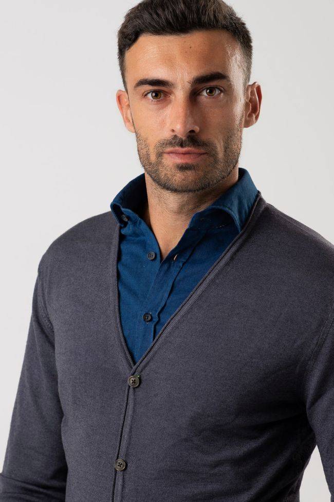 privati firenze Strickwaren Herren Privati Firenze Cardigan Slim Einfarbig 100% Merinowolle Fabrikverkauf