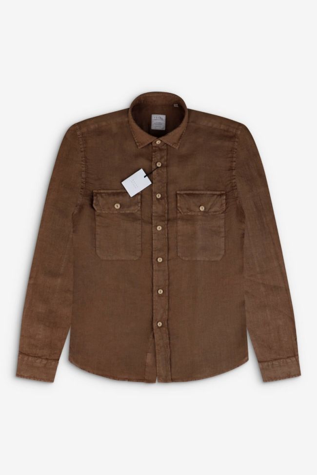 xacus Hemd Herren Xacus Regular Einfarbig 100% Leinen kragen Italienisch Lange Ärmel Bis zu 50% Rabatt