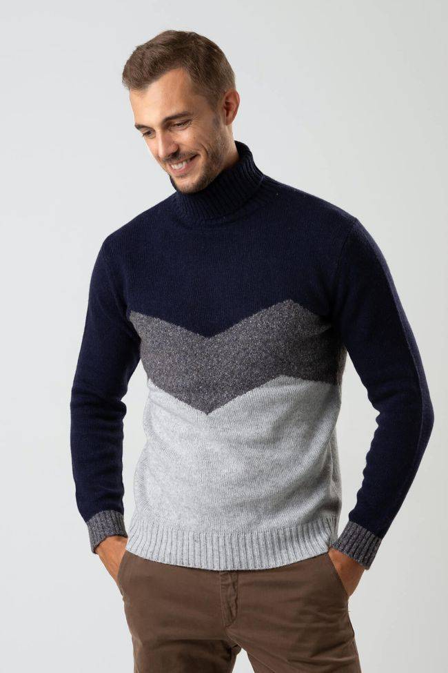 privati firenze Strickwaren Herren Privati Firenze hoher Kragen Slim Muster 50% wool 20% pa 20%vi 10% cashmere Lagerräumung